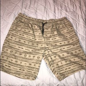 Multi-Pattern Khaki Drawstring Shorts